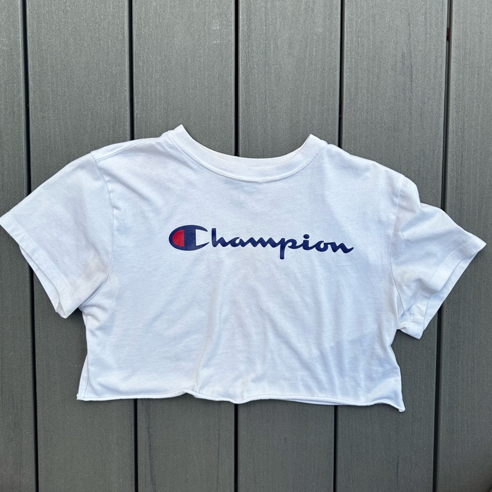 Champion Cropped White Tee
